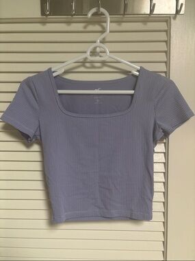 Hollister Ribbed Square Neck Crop Top - Lavender